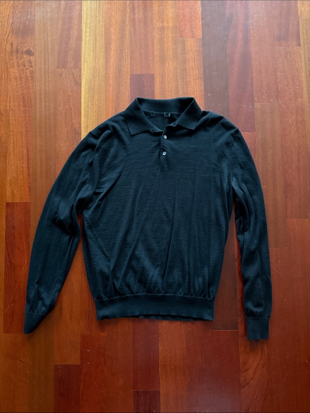 Theory Black Long-Sleeve Polo